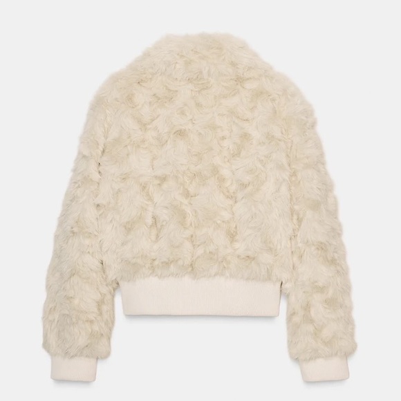 Zara Faux Fur Bomber NWT Jacket Ecru 3046/028/712 Cream XS mob wife old money - Picture 11 of 16